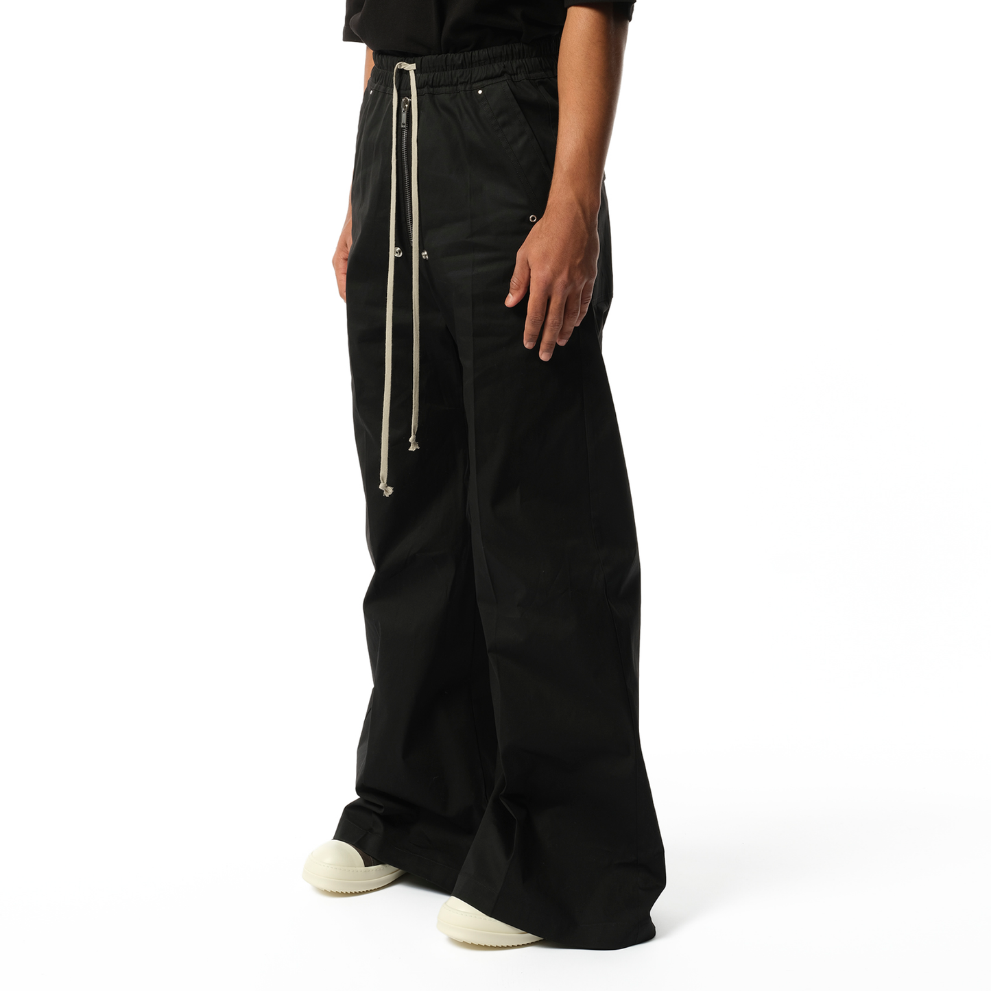 Cotton Poplin Wide Bela Pants in Black