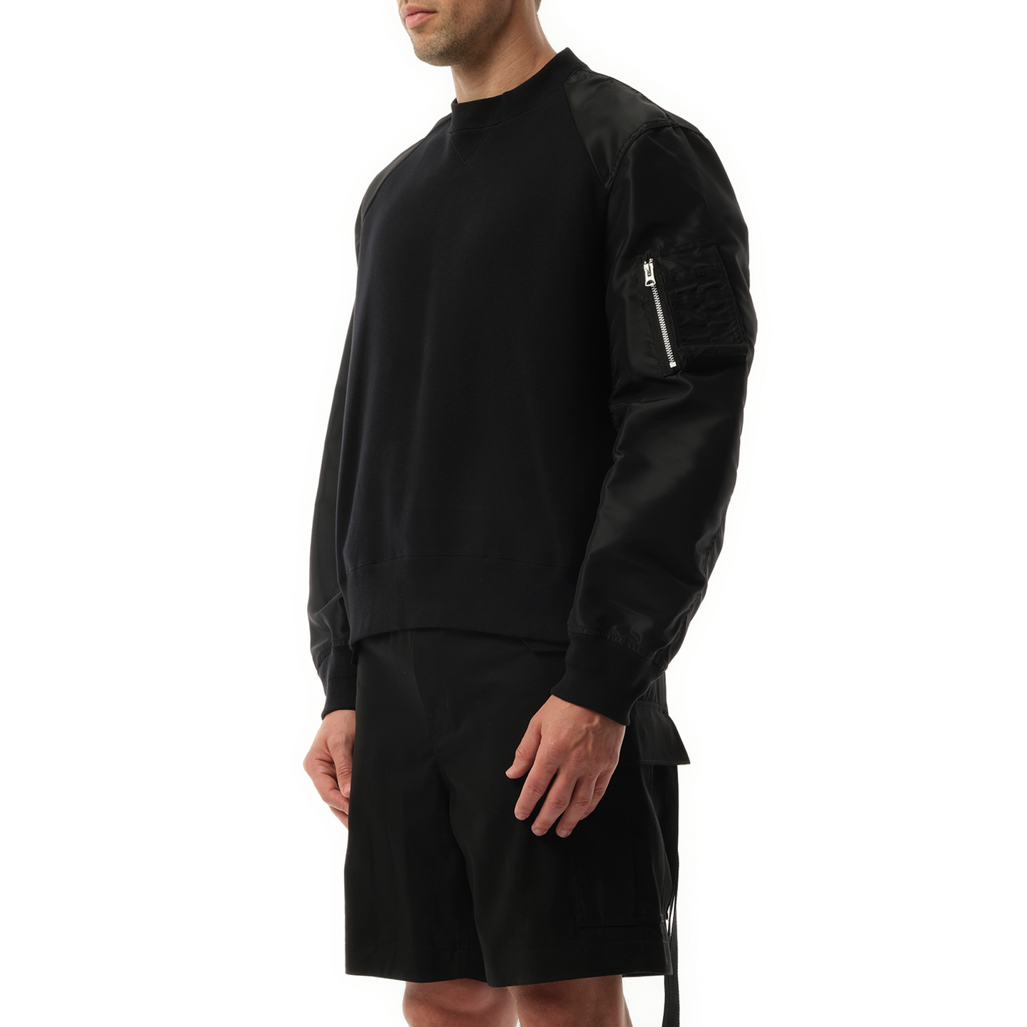 Sponge Sweat Nylon Sweatshirt in Black