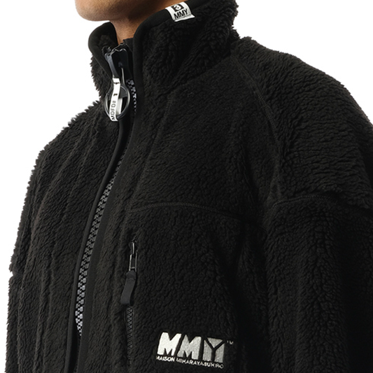 Wide Black Boa Blouson in Black