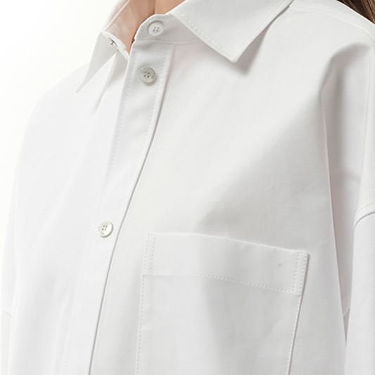 Cotton Poplin Outwear Shirt in White