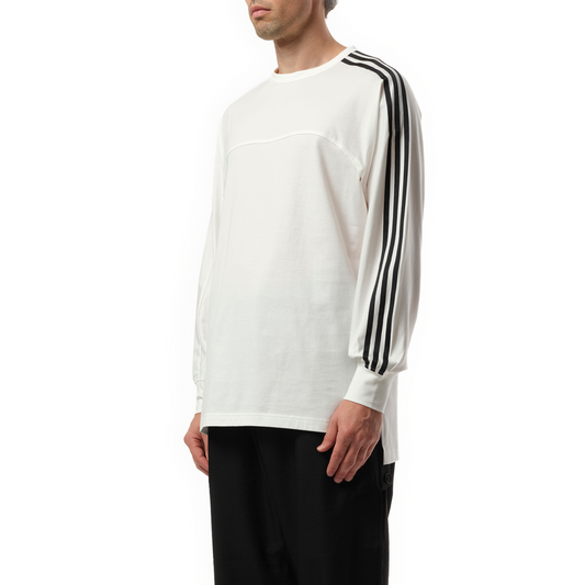 3 Stripe Long Sleeve T-Shirt in White