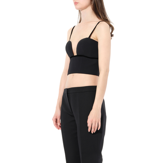 Leaf Crepe Top in Black