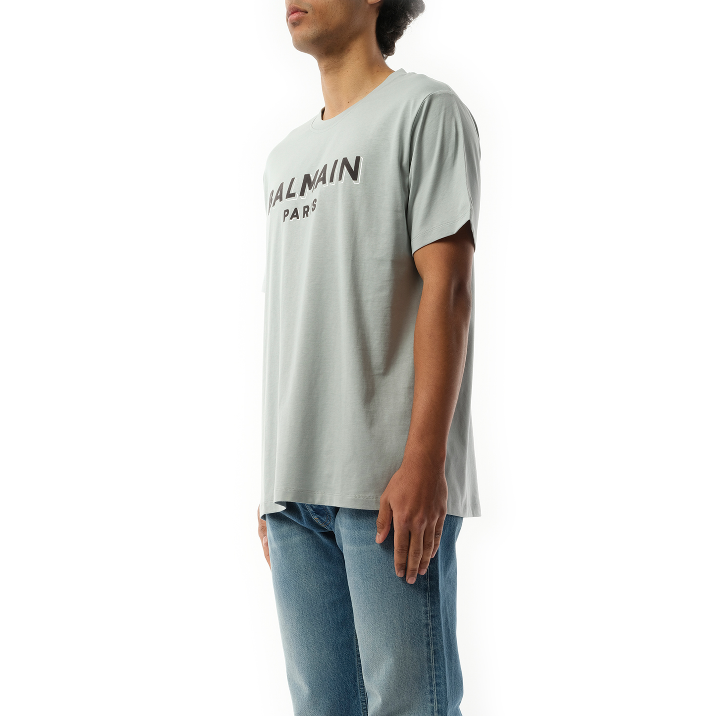 Balmain Flock 
Foil T-Shirt in Grey/Black