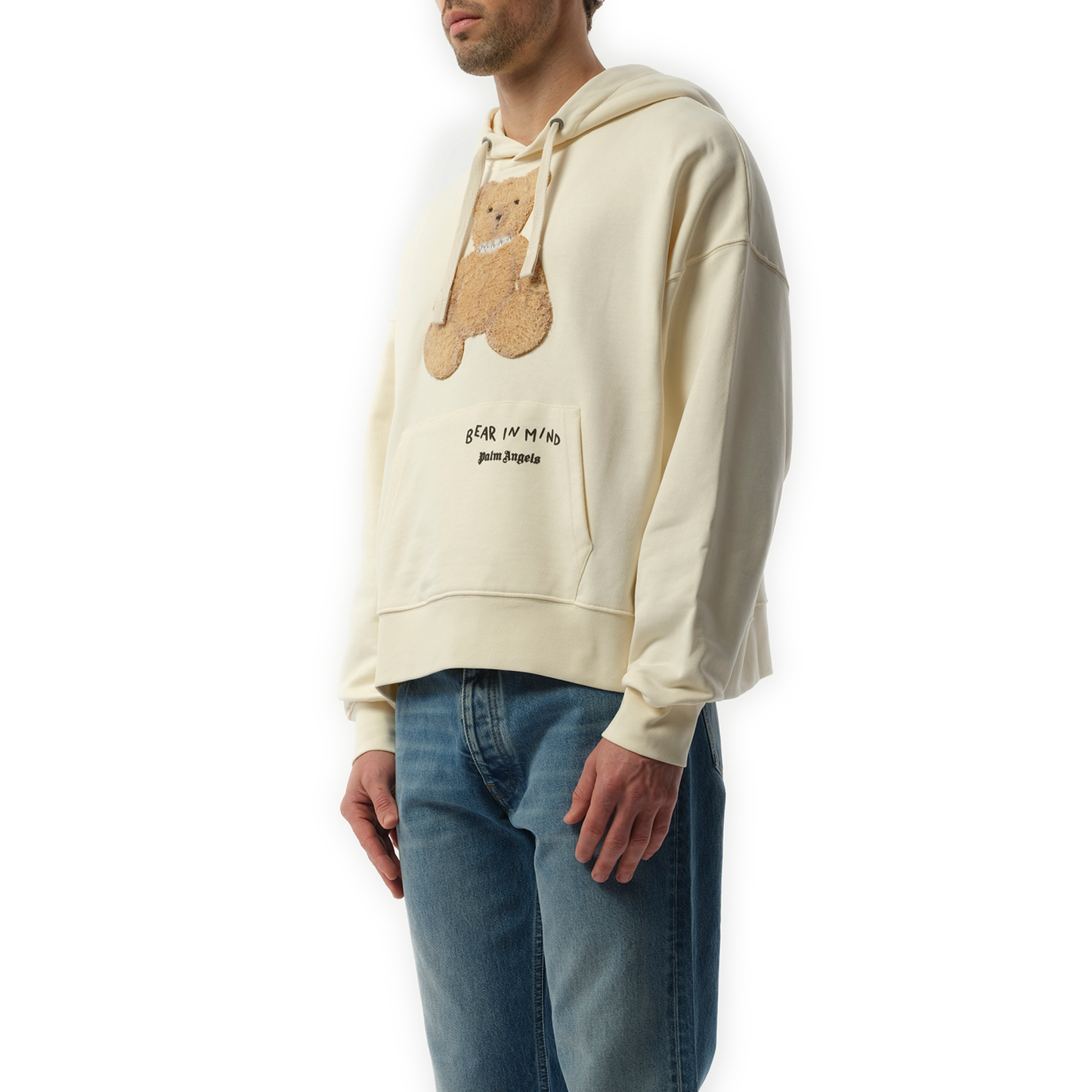 Bear in Mind Hoodie in Off White/Brown