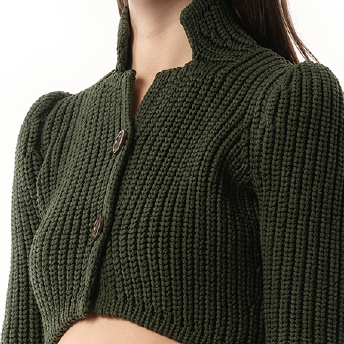 Cropped Cardigan in Khaki Green