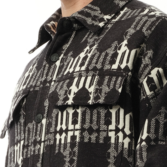 Check Monogram Pocket Overshirt in Black/White