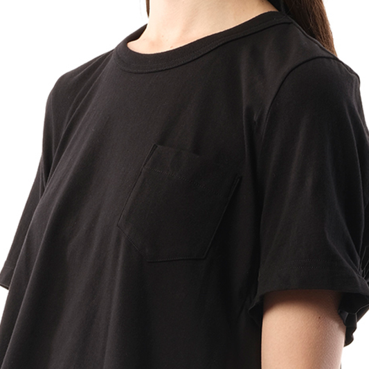 Cotton Poplin x Cotton Jersey T-Shirt in Black