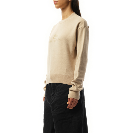 Cropped Sweater in Beige