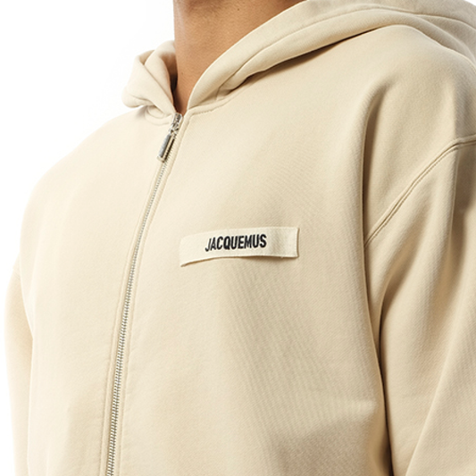 Le Hoodie Zip Gros Grain in Beige