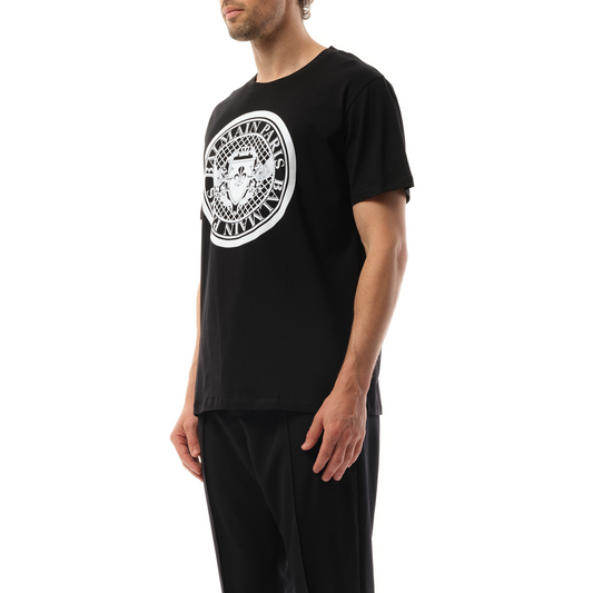 Coin Flock Reg Fit T-Shirt in Black/White