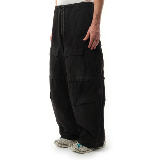 Large Cargo Pants in Faded Black/White