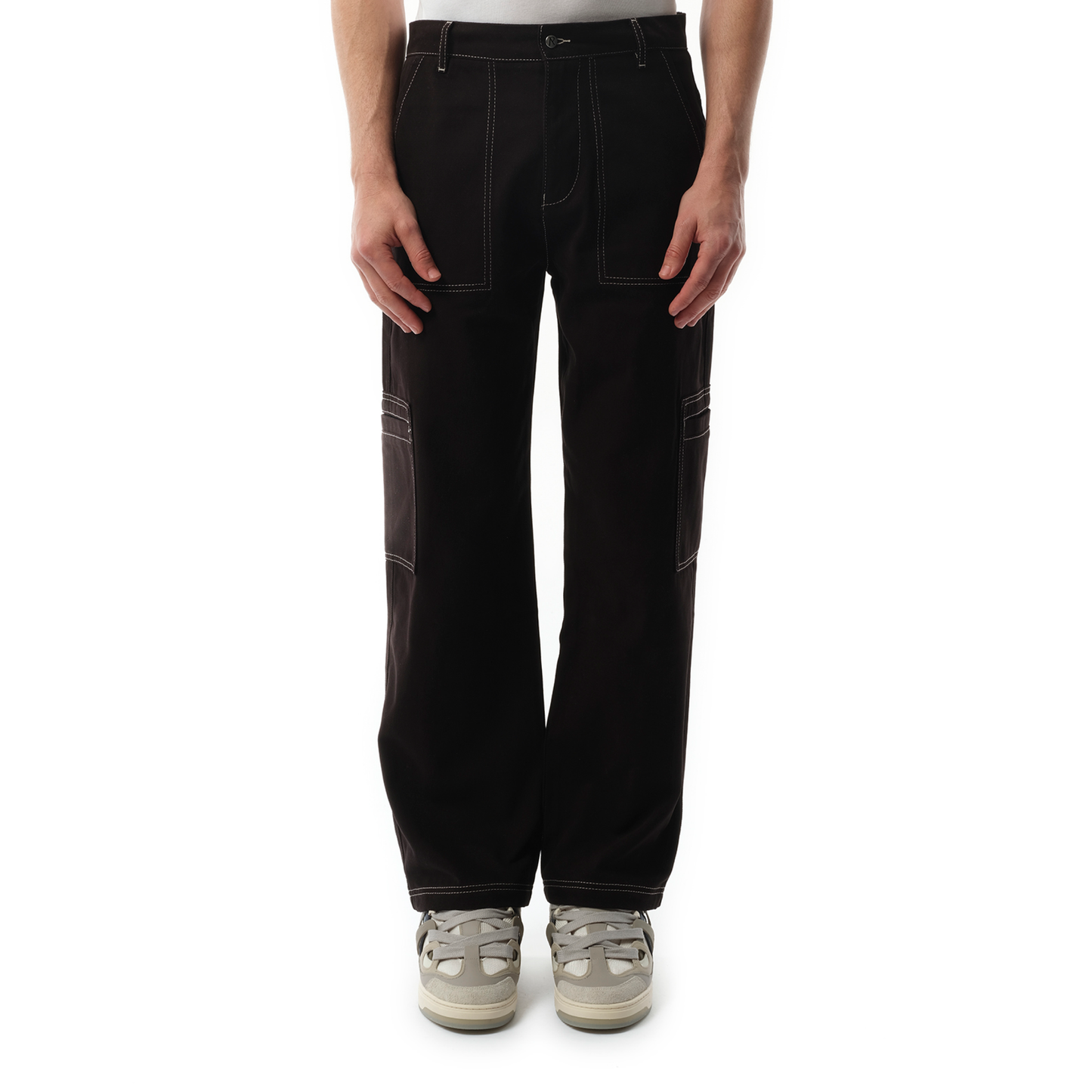 Contrast Stitch Pants in Jet Black