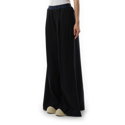 Flared Wool Trousers in Blublack