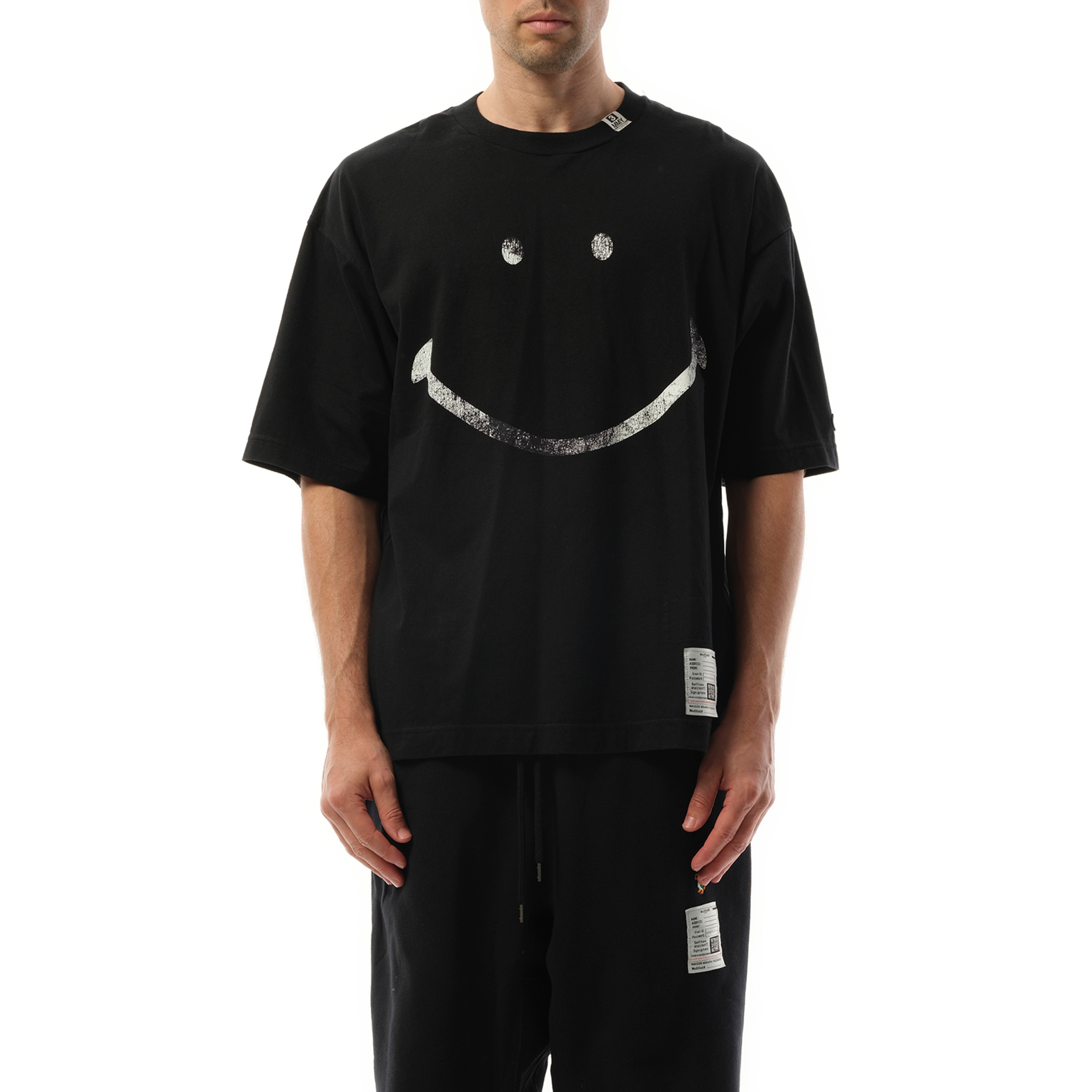 Smily Face Printed T-Shirt in Black