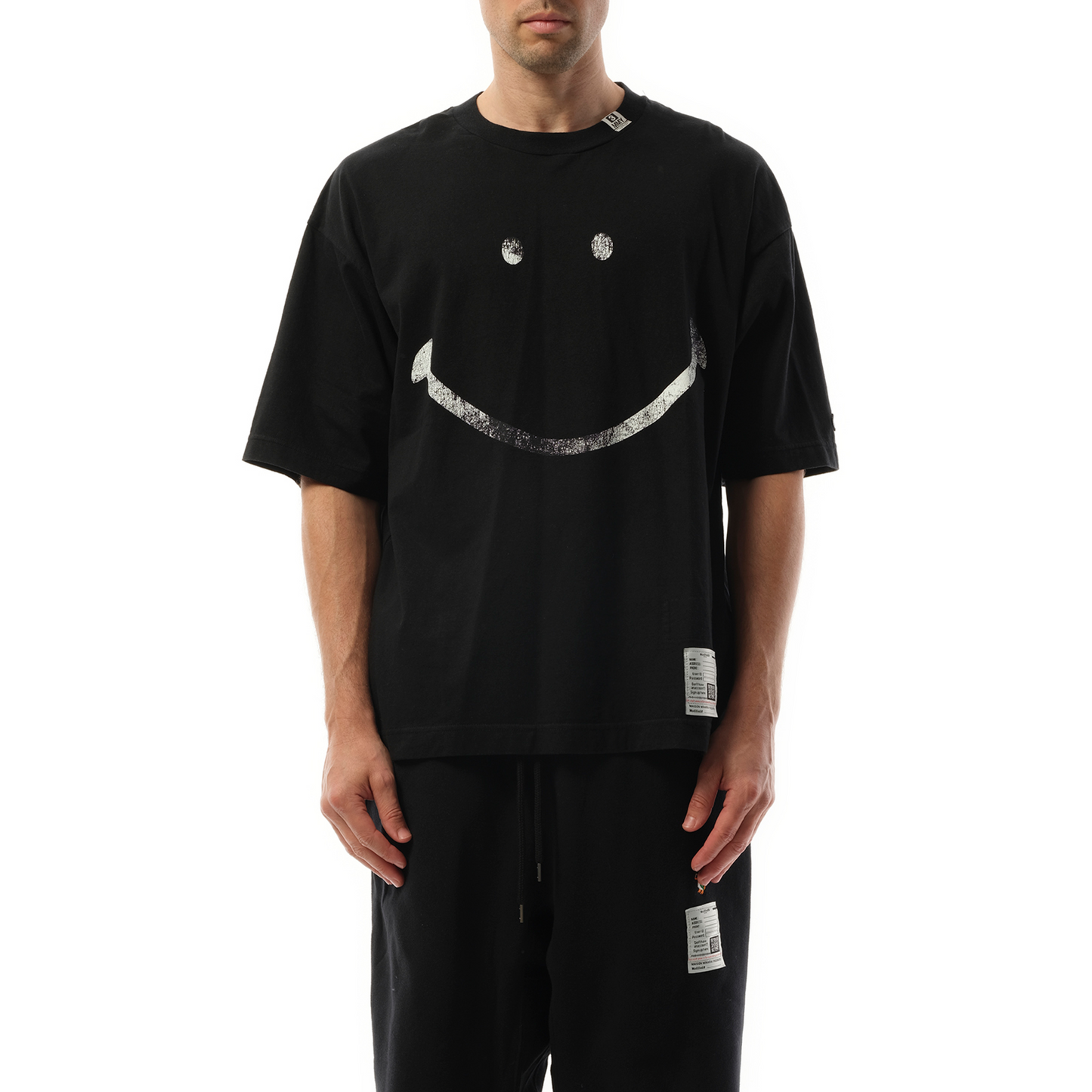 Smily Face Printed T-Shirt in Black