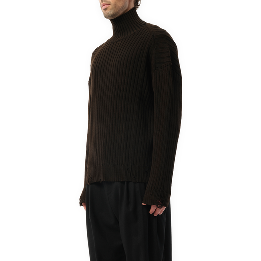 High Neck Pullover in Brown