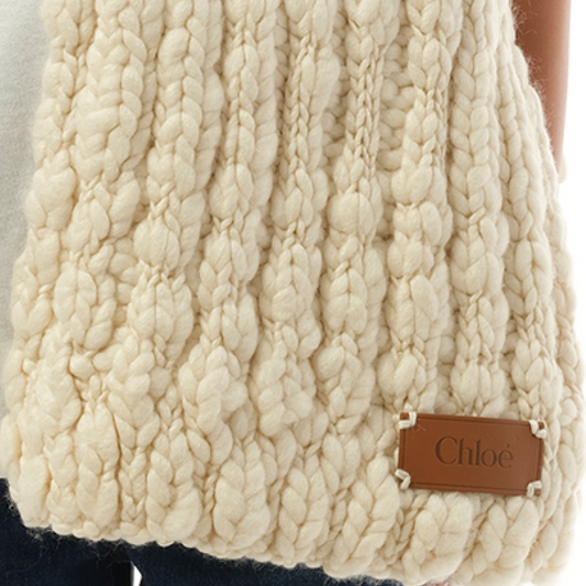 Chunky Knit Scarf in White Powder