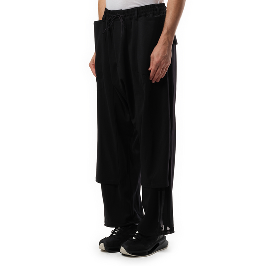 Open Hem Track Pants in Black