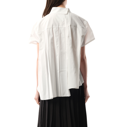 Asymmetric Cotton Poplin Shirt in Off White