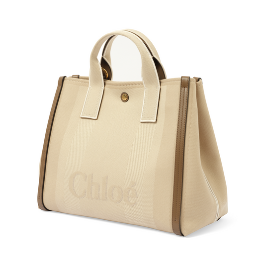 Chloe Carry Medium Tote Bag in Vegetal Beige