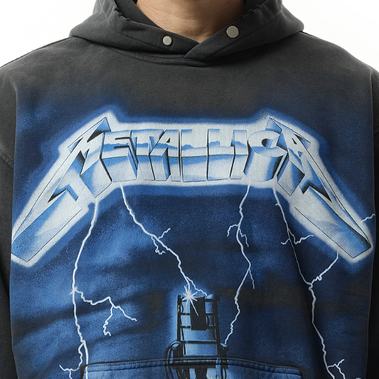 Metallica Ride The Lightning Hoodie in Vintage Grey