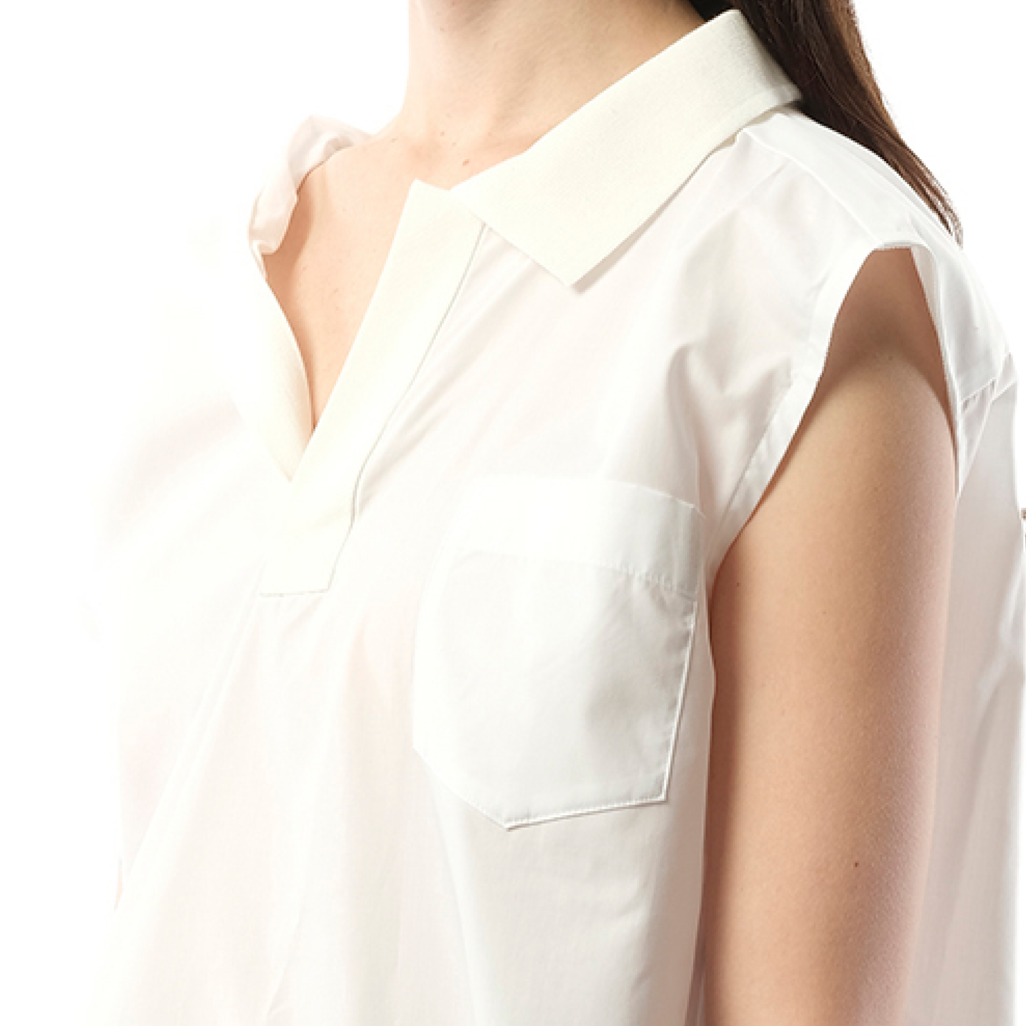 Cotton Poplin Polo Shirt in Off White