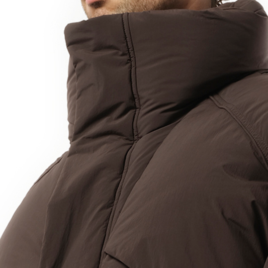 Multi Layered Goose Down Jacket in Brown