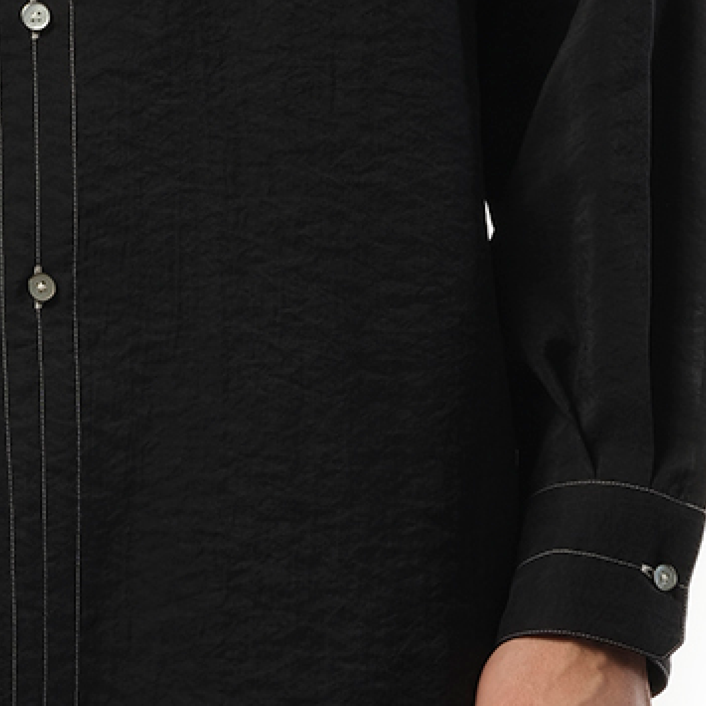 Easy Shirt with Contrast Stitch in Black