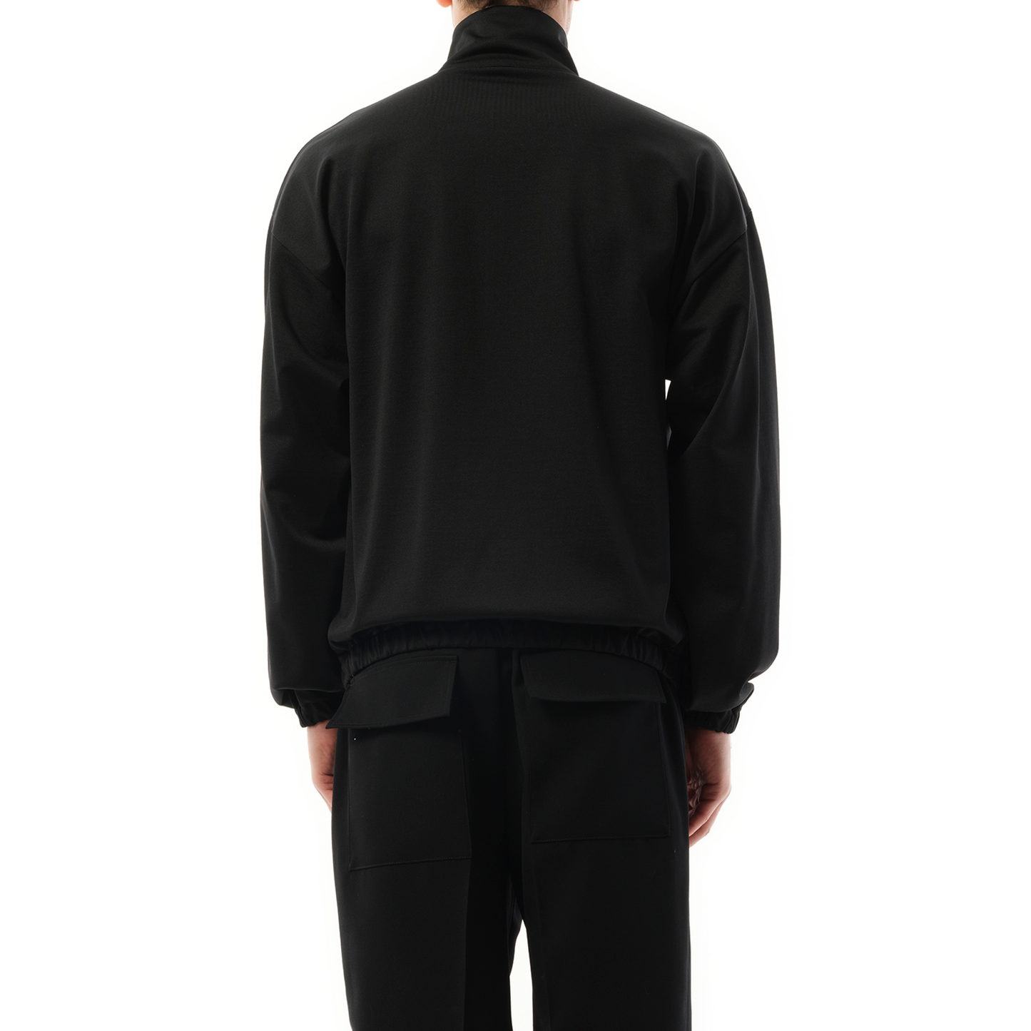 High Neck Zip-Up Sweatshirt in Black