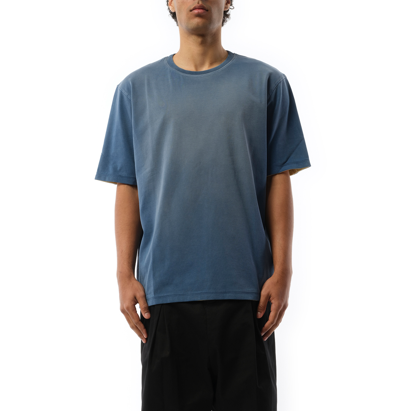 Two Tone Loose T-Shirt in Washed Indigo