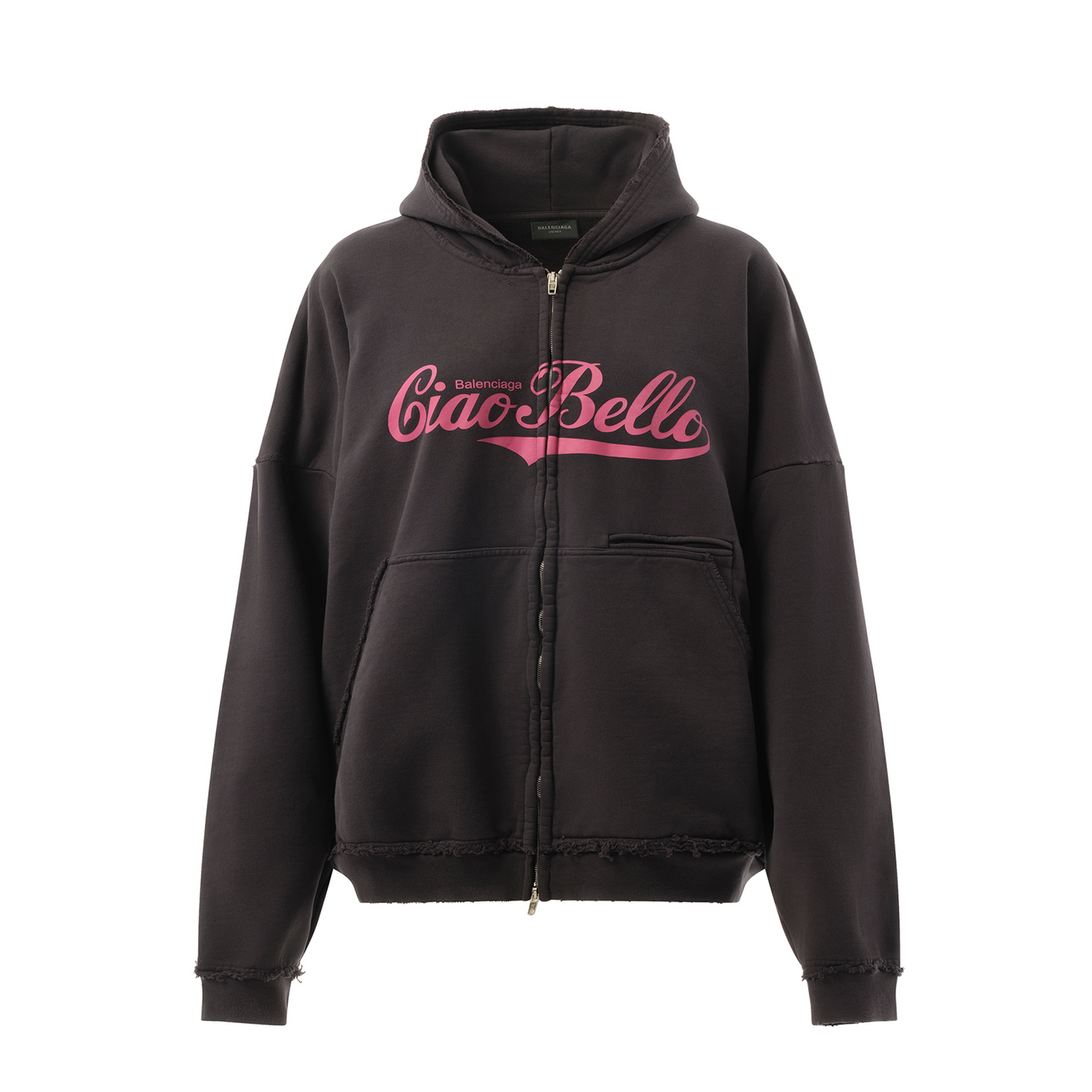 Ciao Bello Pulled Hoodie in Washed Black