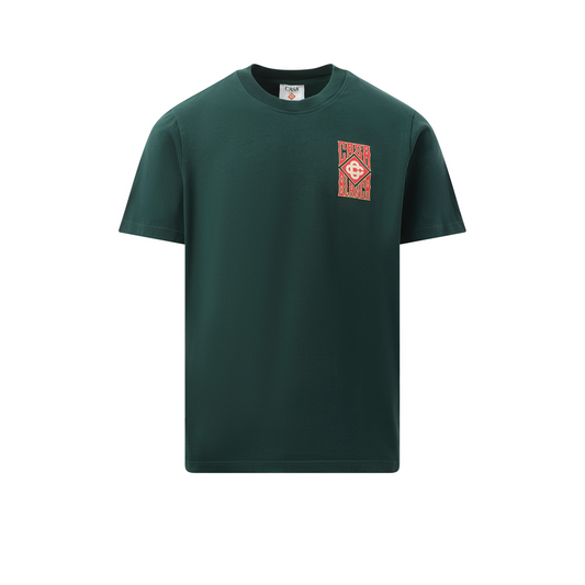 Gothic Stacked Logo Screen Printed T-Shirt in Green