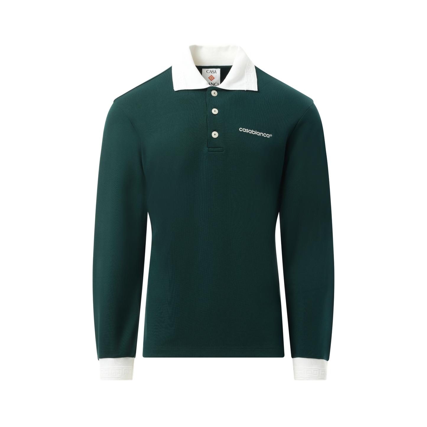 Long Sleeve Viscose Polo in Green