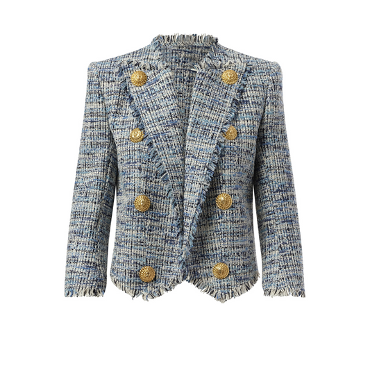 Side To Side Tweed Spencer Jacket in Blue