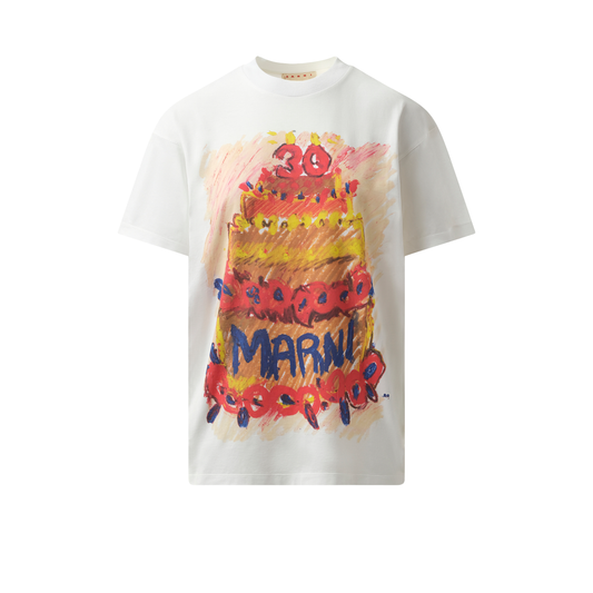 Colored Cake Print T-Shirt in Lily White