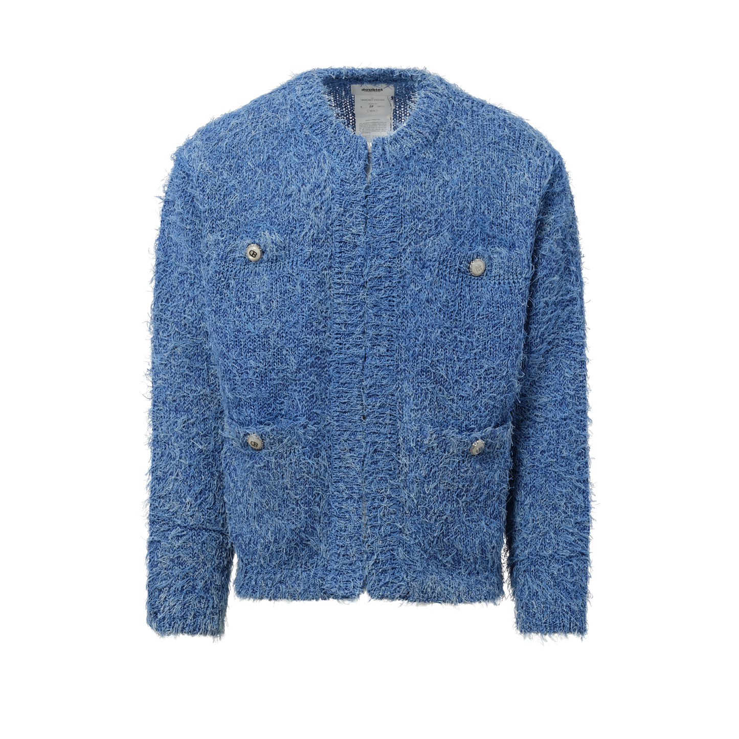 Tweed Knit Cardigan in Light Blue