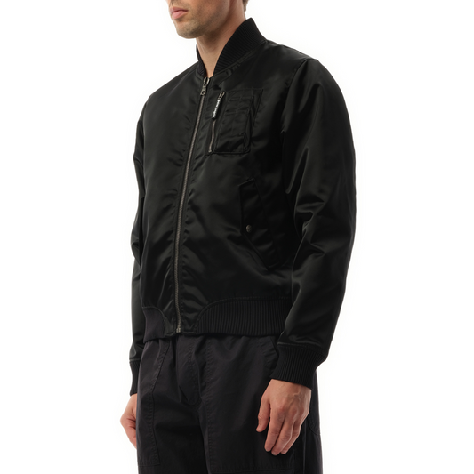 Curved Logo Bomber Jacket in Black