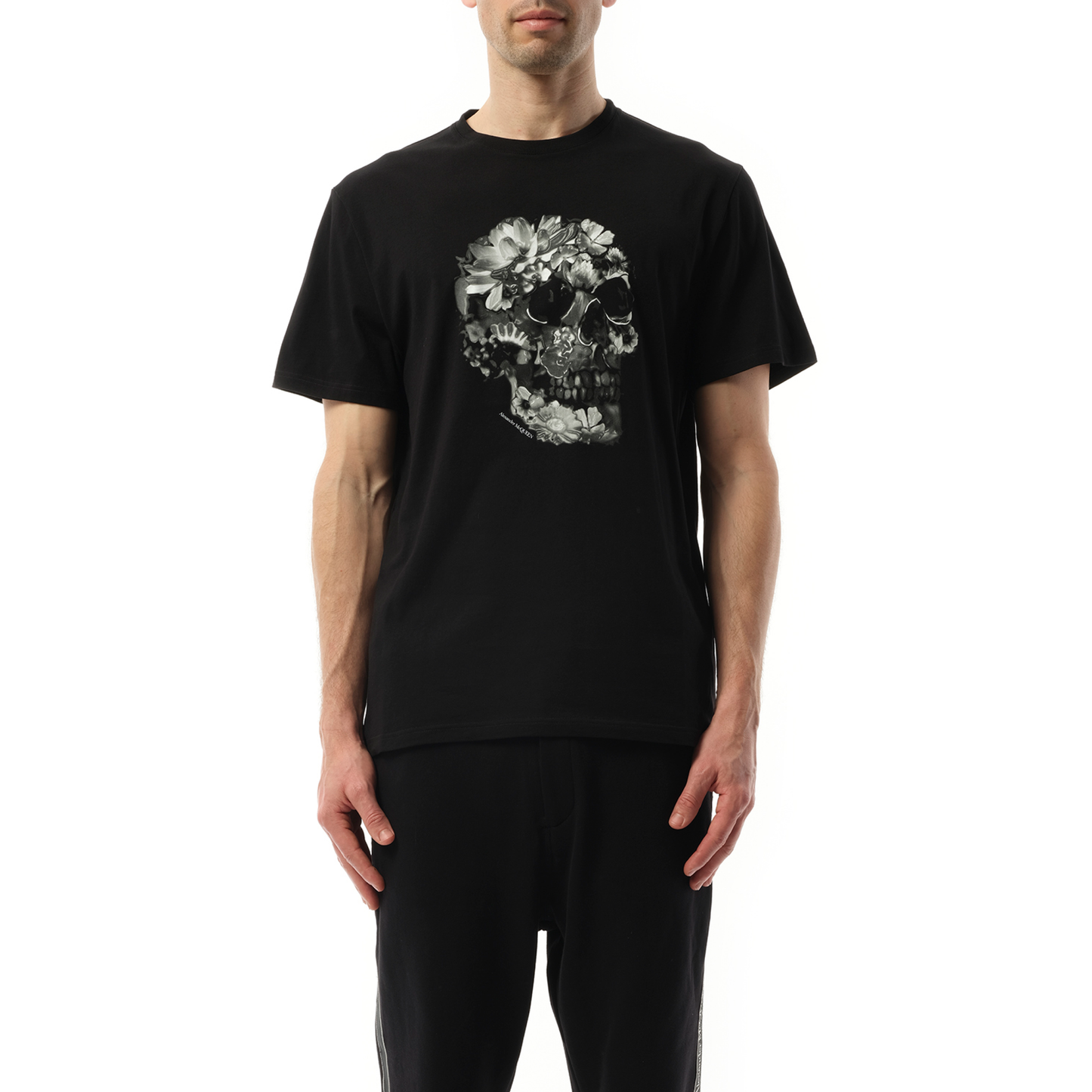 Skull Print T-Shirt in Black/Grey