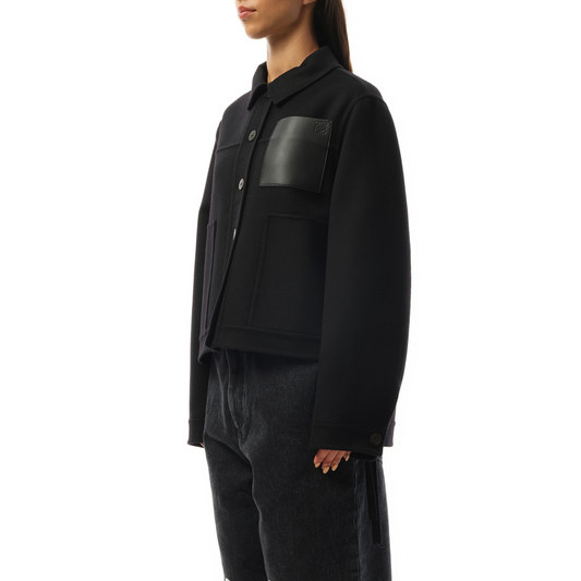 Wool Workwear Jacket in Black