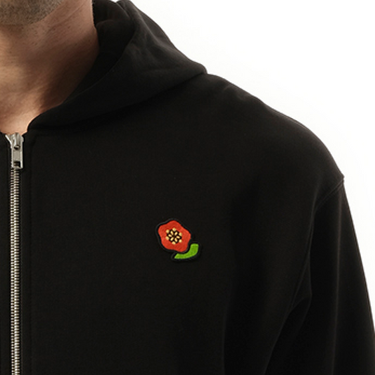 Boke Flower Full Zip Hoodie in Black