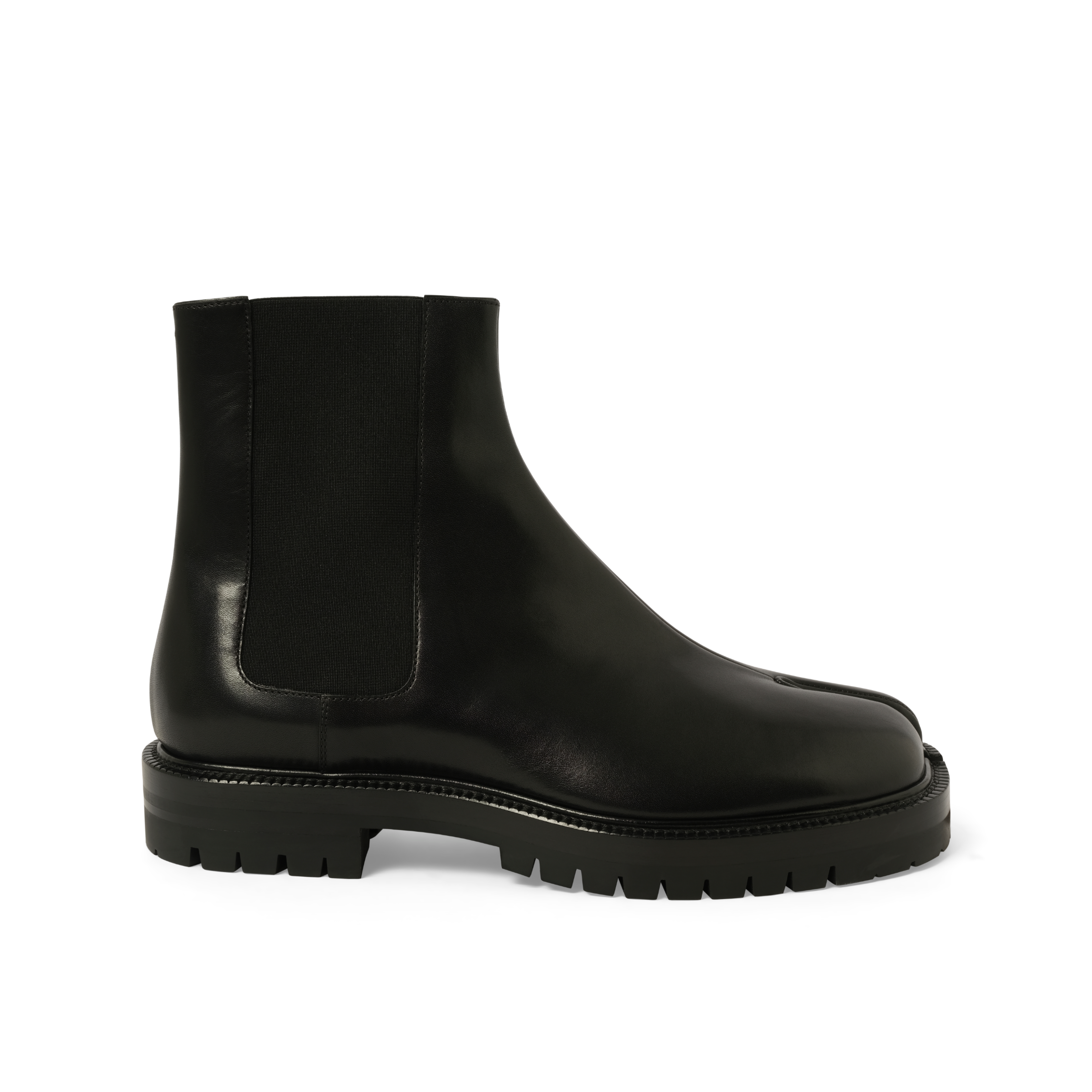 Calfskin Tabi County Chelsea Boots in Black