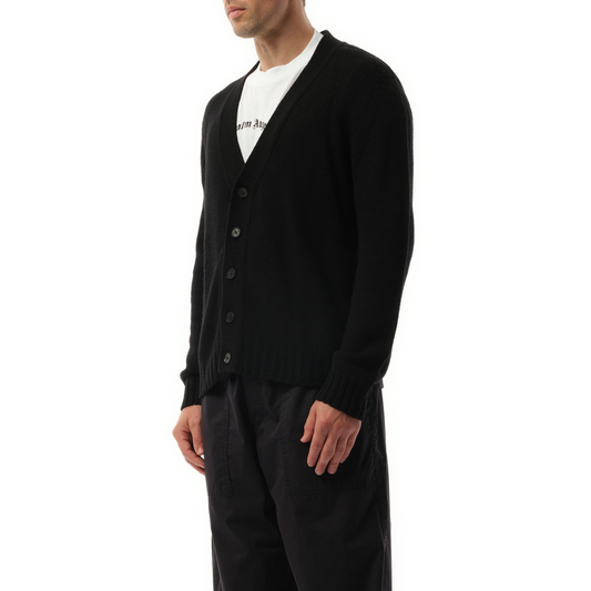 Curved Logo Cardigan in Black/Grey