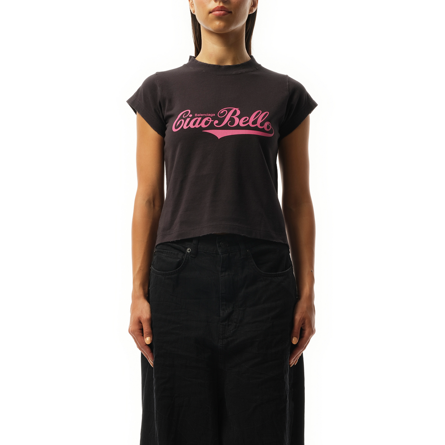 Ciao Bello Shrunk T-Shirt in Washed Black