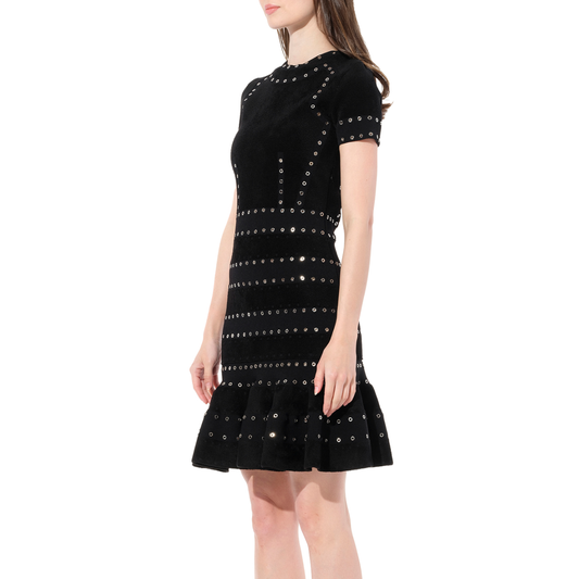 Eyelet Mini Dress in Black