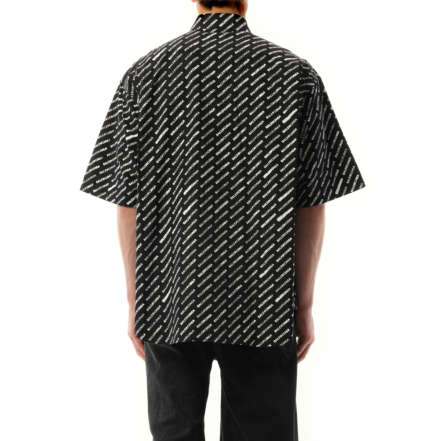 Stencil Allover Short Sleeve Large Shirt in Black/White