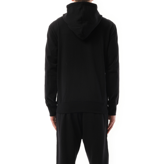 Tape Zip Up Hoodie in Black/Black