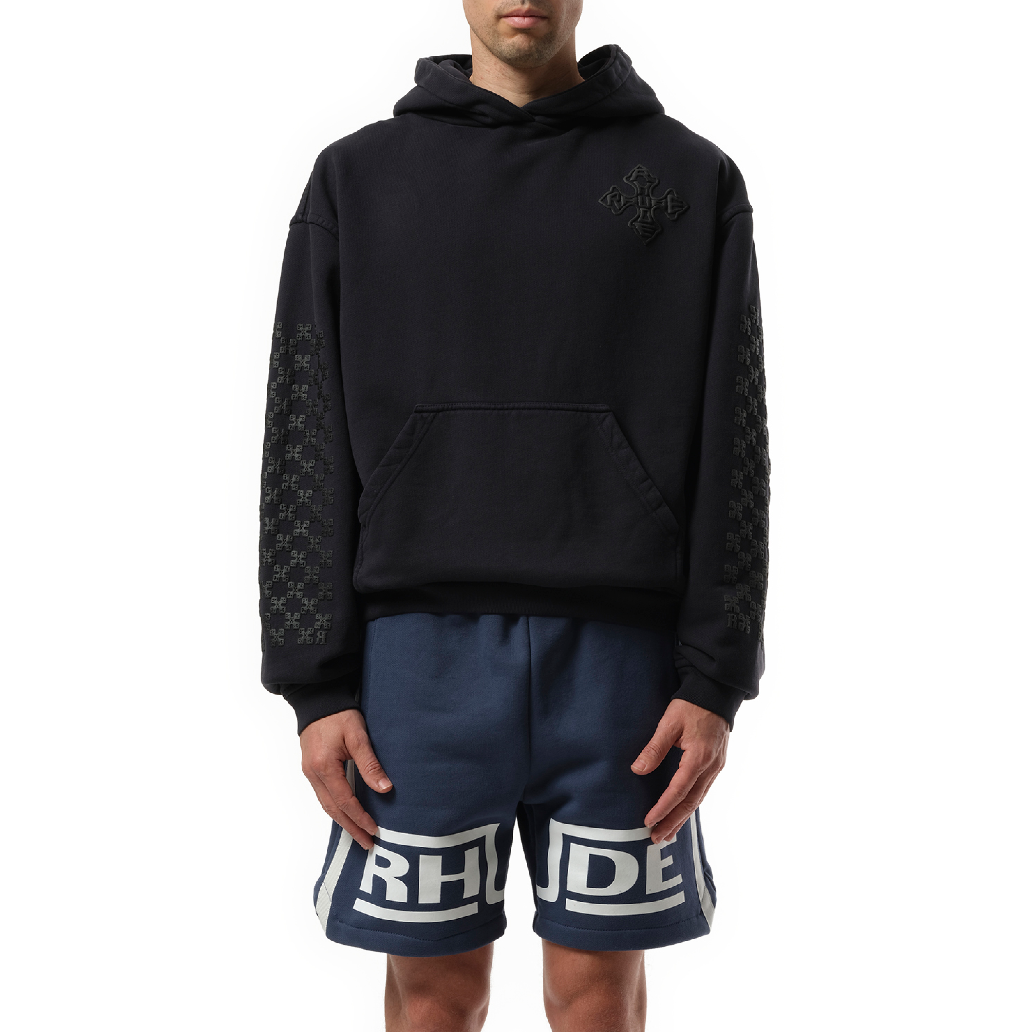 Rhude Cross Logo Hoodie in Vintage Black