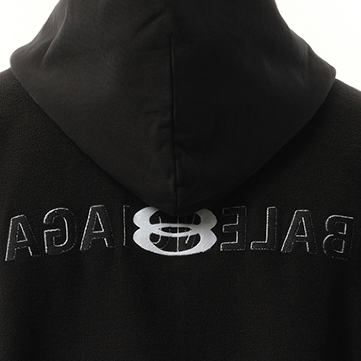 Inside Out Embroidered Zip Hoodie in Faded Black/White