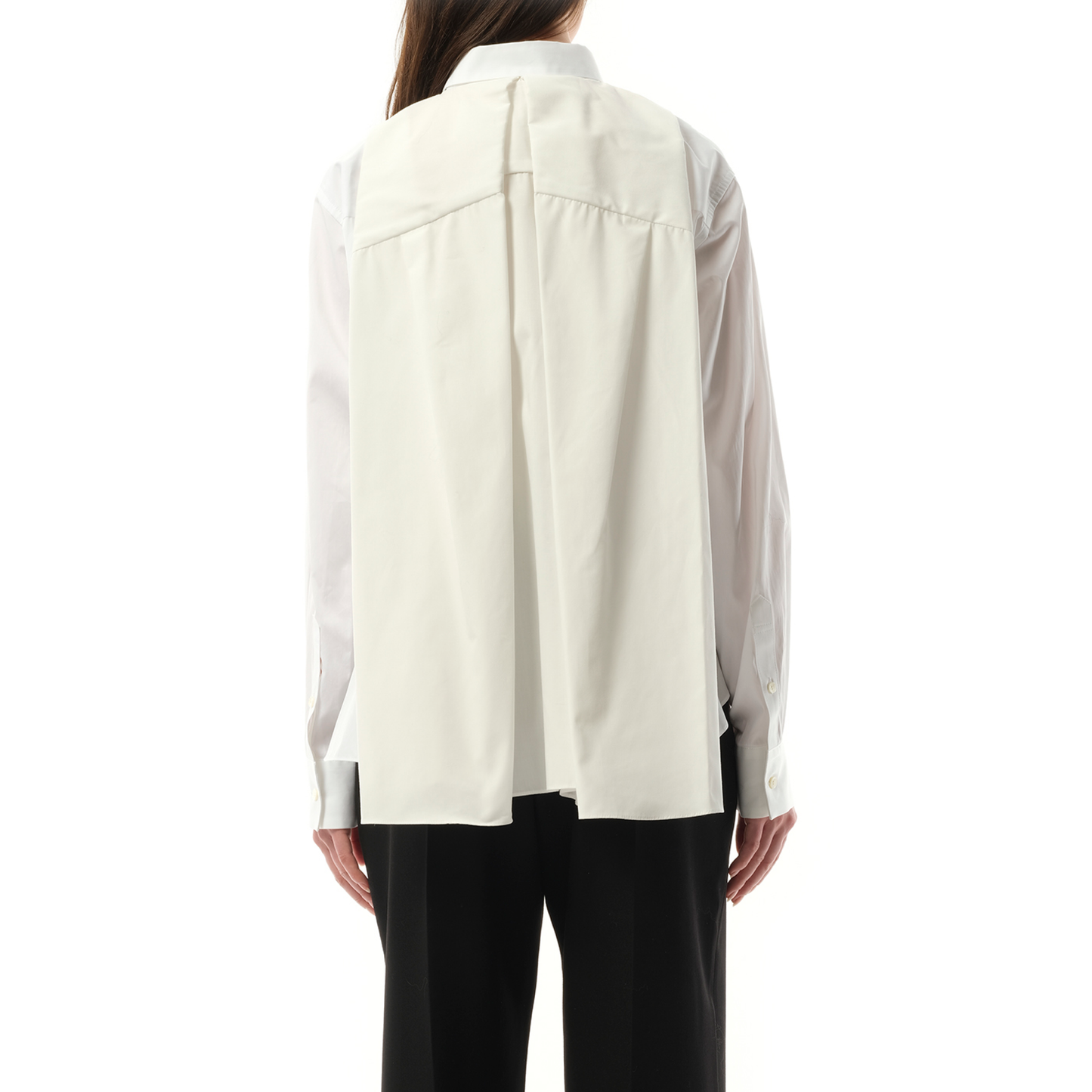 Cotton Poplin Layered Shirt in Off White