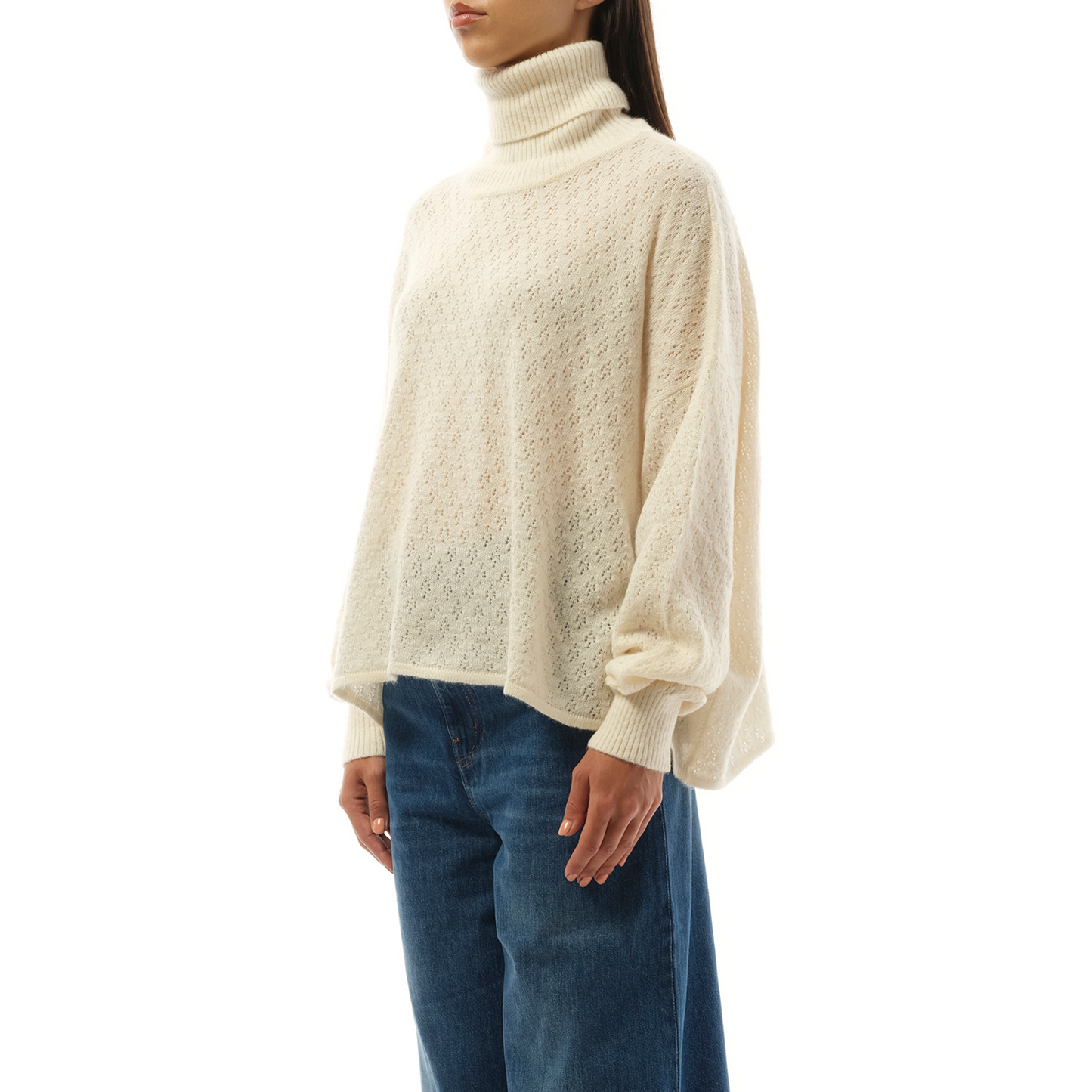 Fluffy Pointelle Sweater in Iconic Milk